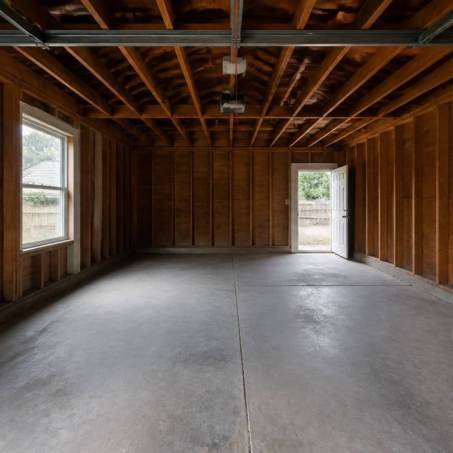 Underused garage space before conversion